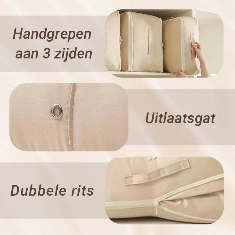 Platzsparende Kompressionsbeutel aus Nylongewebe – Volumenreduktion bis zu 40 % für Kleidung und Decken-3