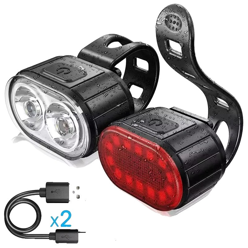 Variant image for Wiederaufladbare Fahrradlichter Set - Superhelle LED Fahrradbeleuchtung mit USB, Wasserdicht und Mehreren Modi-1