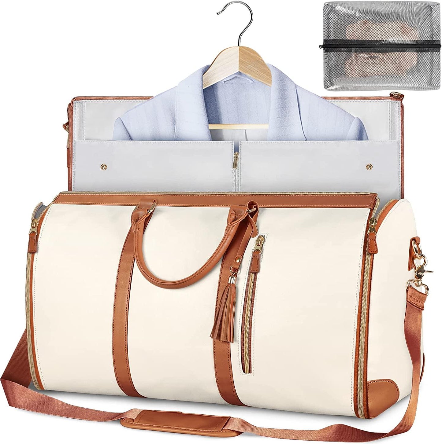 GARMENTGO Travel Bag – Faltbare Kleiderschutztasche aus PU-Leder für faltenfreies Reisen mit Stil