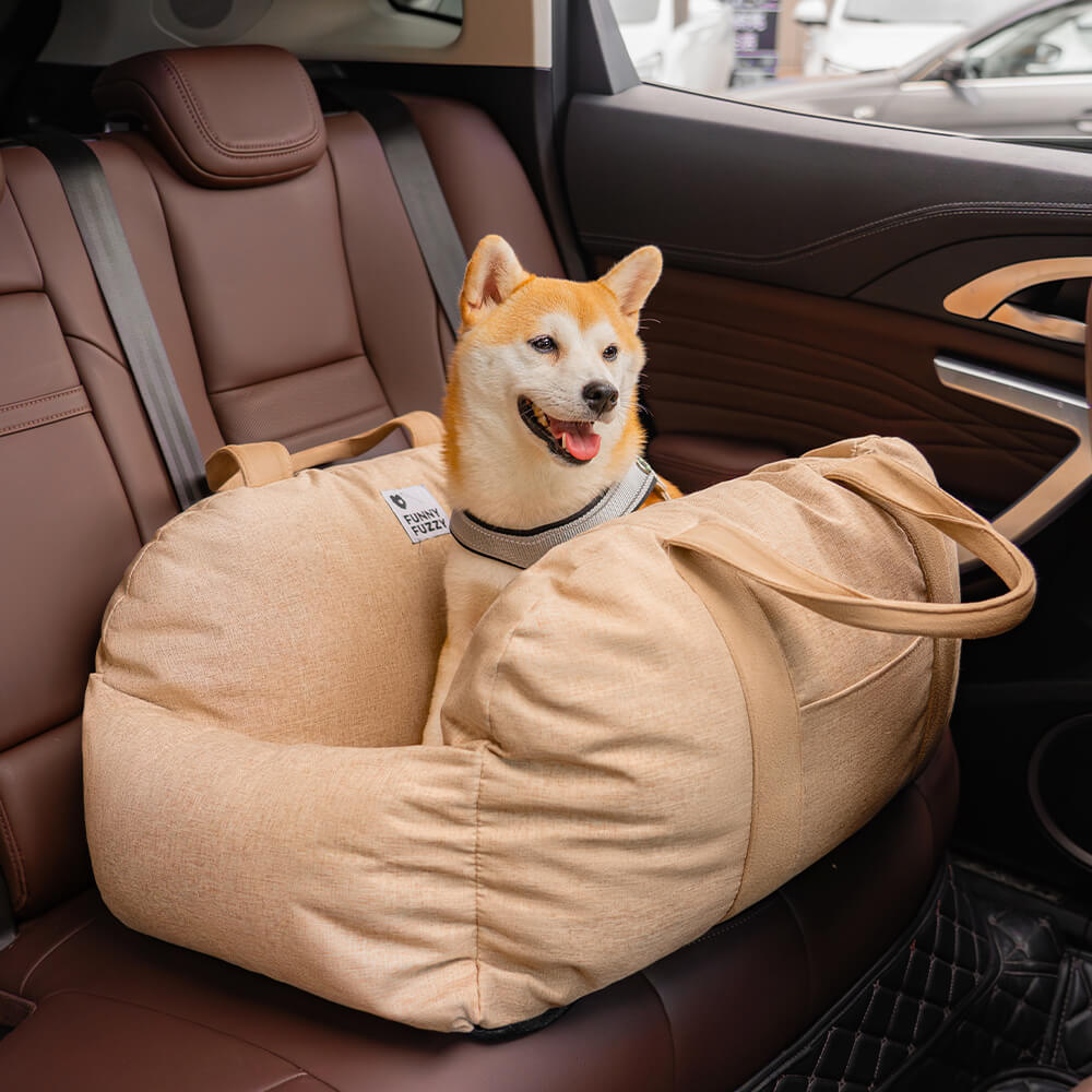 ComfyRide Dog Seat – Hundesitzbett mit Sicherheitsgurt & rutschfestem Boden für Auto & Zuhause