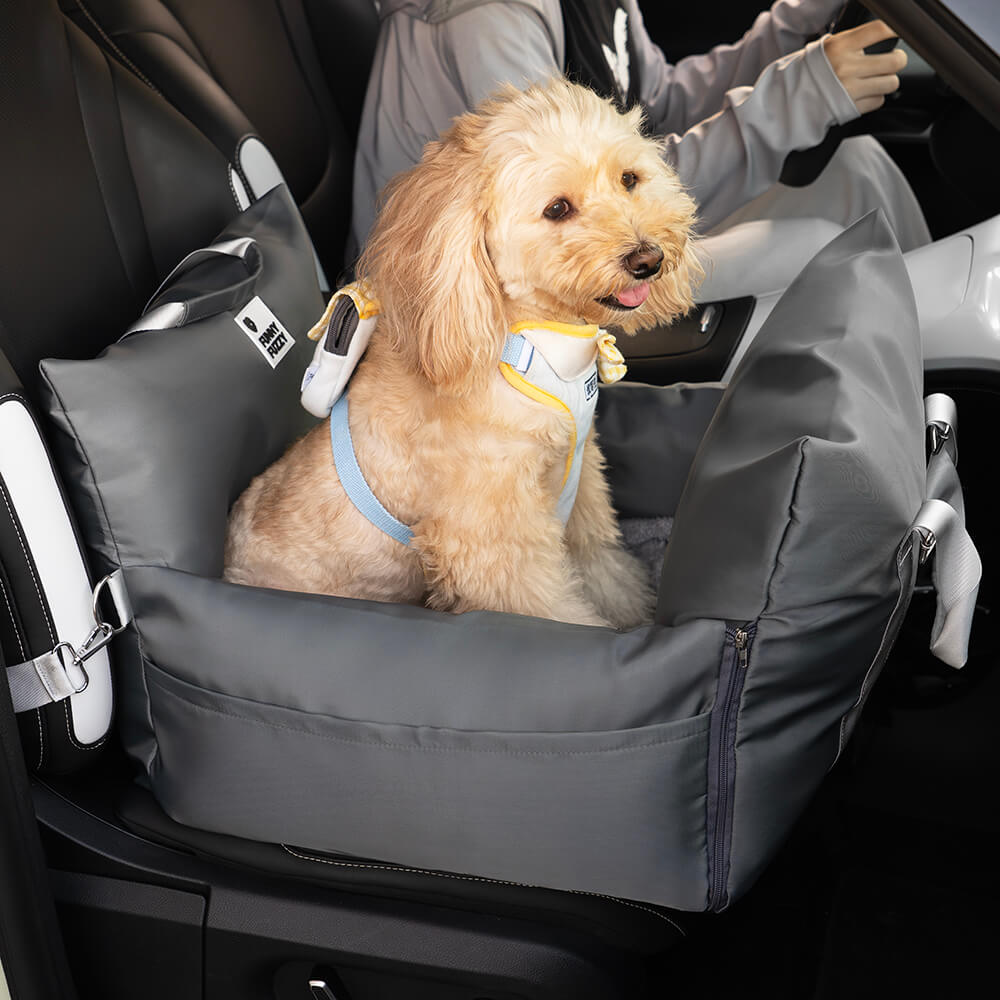ComfyRide Dog Seat – Hundesitzbett mit Sicherheitsgurt & rutschfestem Boden für Auto & Zuhause
