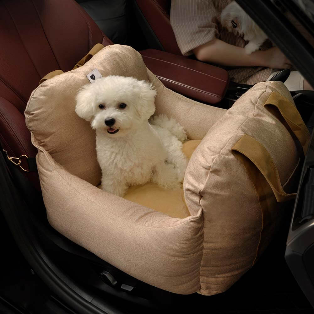 ComfyRide Dog Seat – Hundesitzbett mit Sicherheitsgurt & rutschfestem Boden für Auto & Zuhause