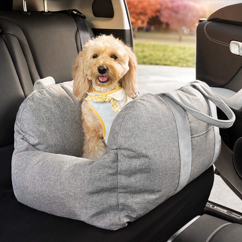 ComfyRide Dog Seat – Hundesitzbett mit Sicherheitsgurt & rutschfestem Boden für Auto & Zuhause