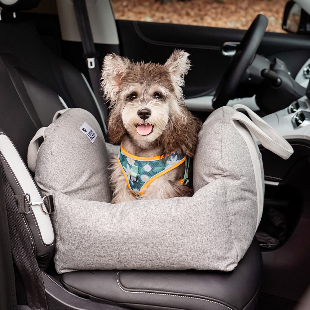 ComfyRide Dog Seat – Hundesitzbett mit Sicherheitsgurt & rutschfestem Boden für Auto & Zuhause