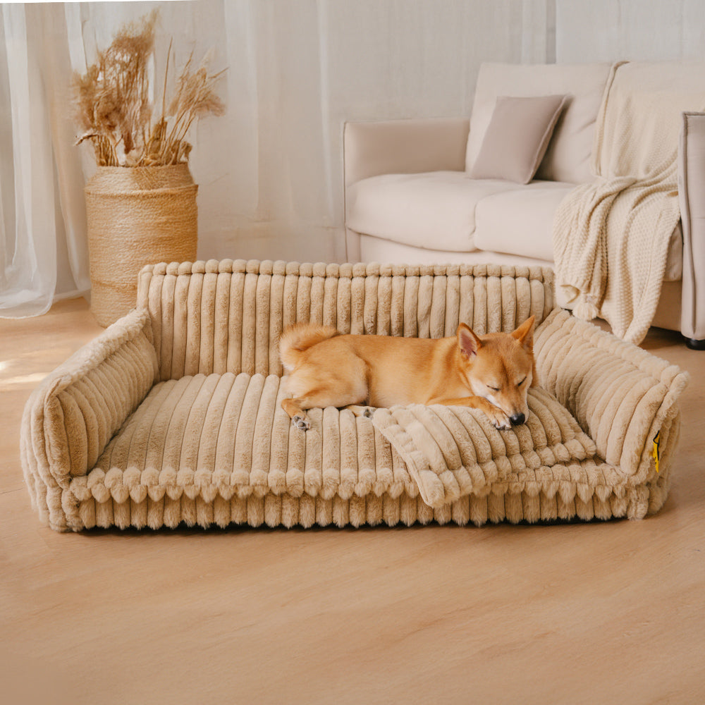 Snoozy Dream – Orthopädisches Hundekissen mit Nackenstütze & flauschigem Komfort