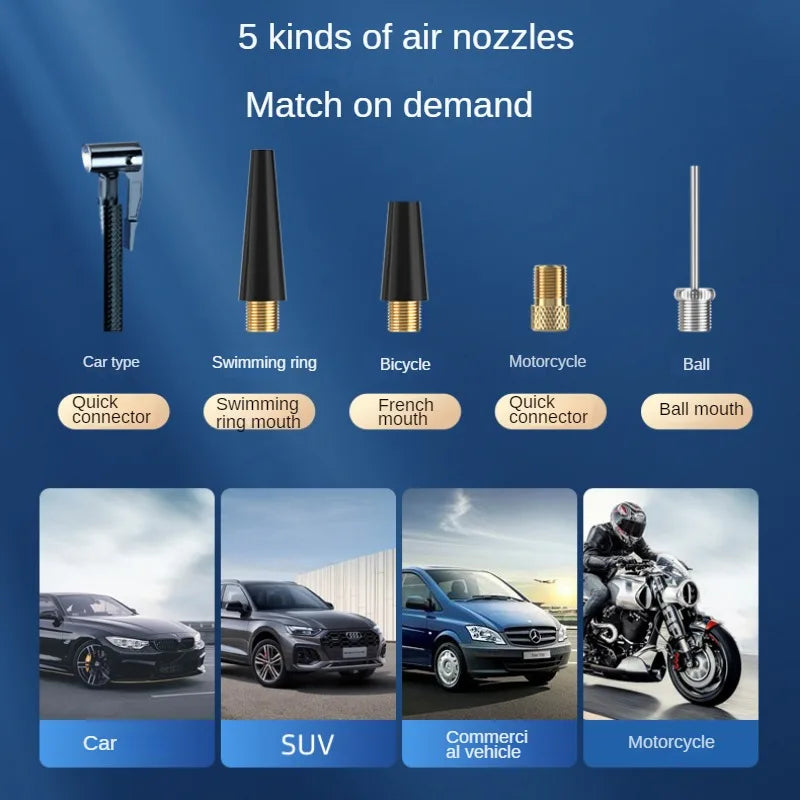 Tragbare Akku Luftpumpe 150psi mit Touchscreen - Elektrische Fahrradpumpe für Auto und Motorrad-4