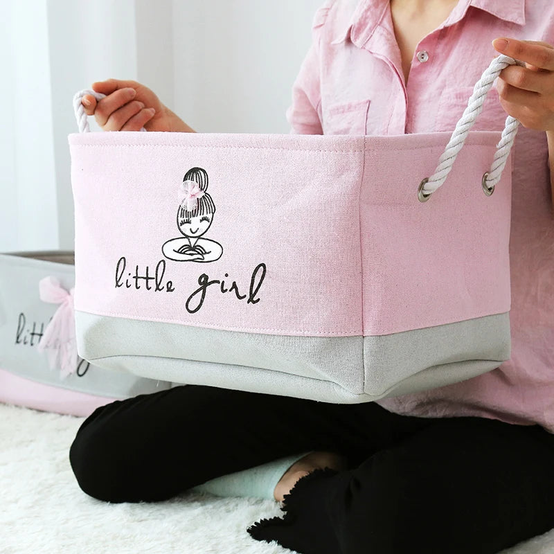 Faltbarer Aufbewahrungskorb aus Leinwand für Babyspielzeug und Kleidung – Praktische Körbe für Kinderzimmer-3