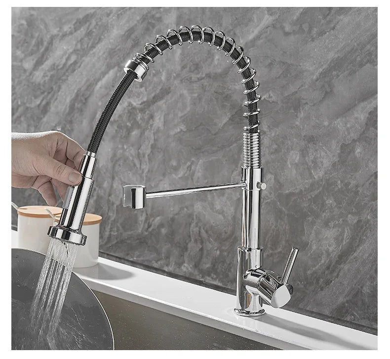 DUALFLOW Kitchen Tap – Moderner Küchenhahn mit Doppelausguss & elegantem Schwarz-Gold-Finish