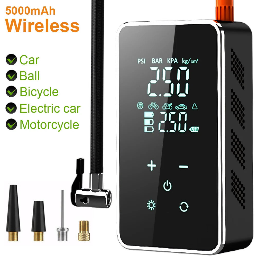 Tragbare Akku Luftpumpe 150psi mit Touchscreen - Elektrische Fahrradpumpe für Auto und Motorrad-1