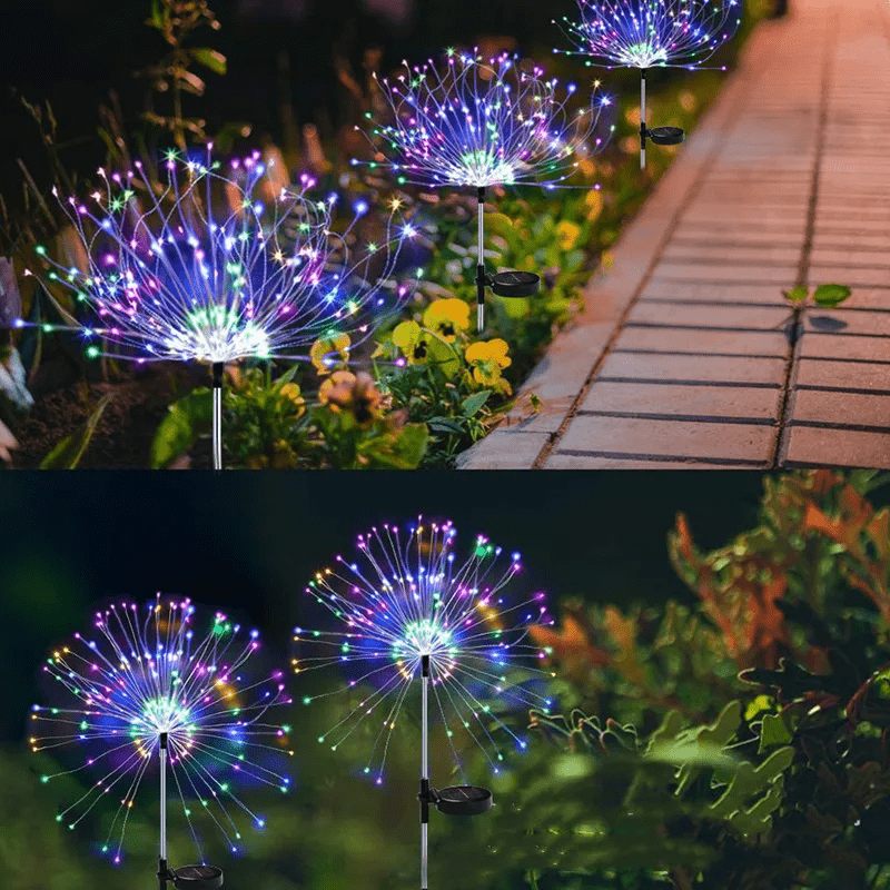 Solar Gartenlampe – Elegante LED Feuerwerkslichter für Außenbereiche, IP65, Solarbetriebene Beleuchtung