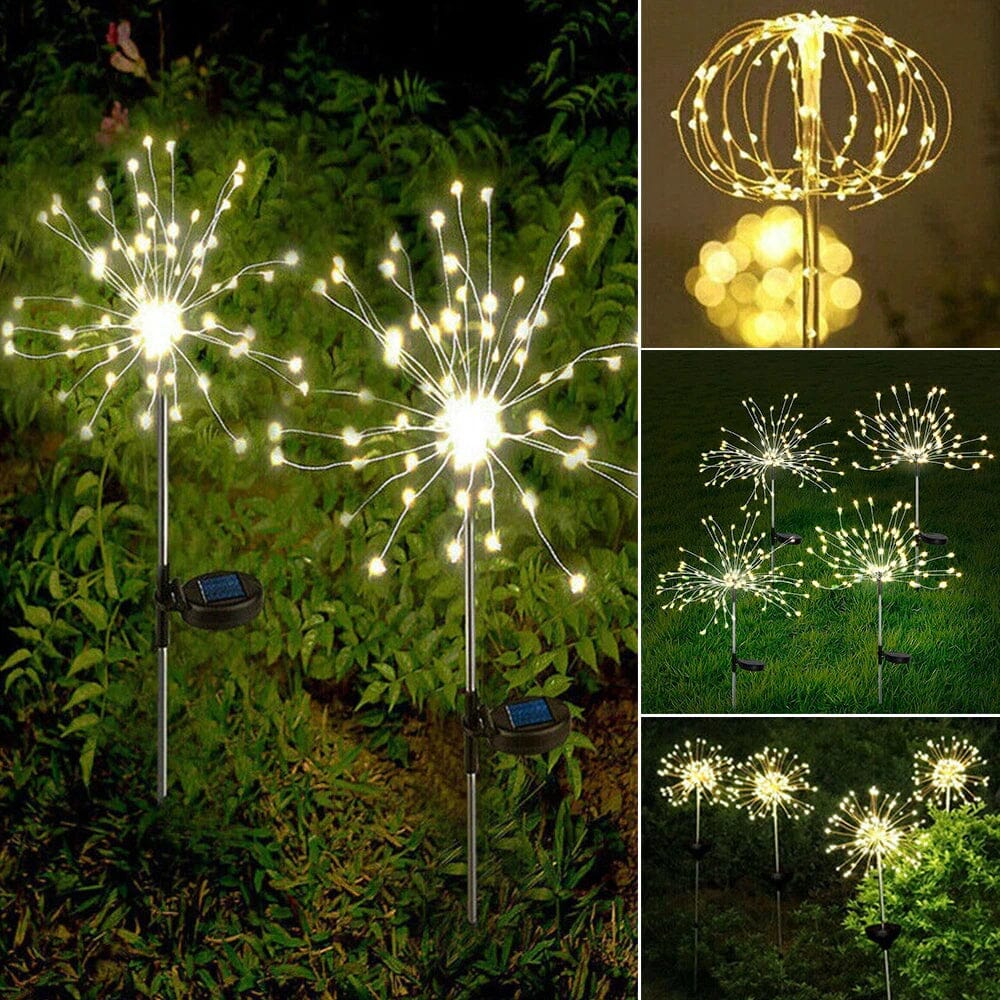 Solar Gartenlampe – Elegante LED Feuerwerkslichter für Außenbereiche, IP65, Solarbetriebene Beleuchtung