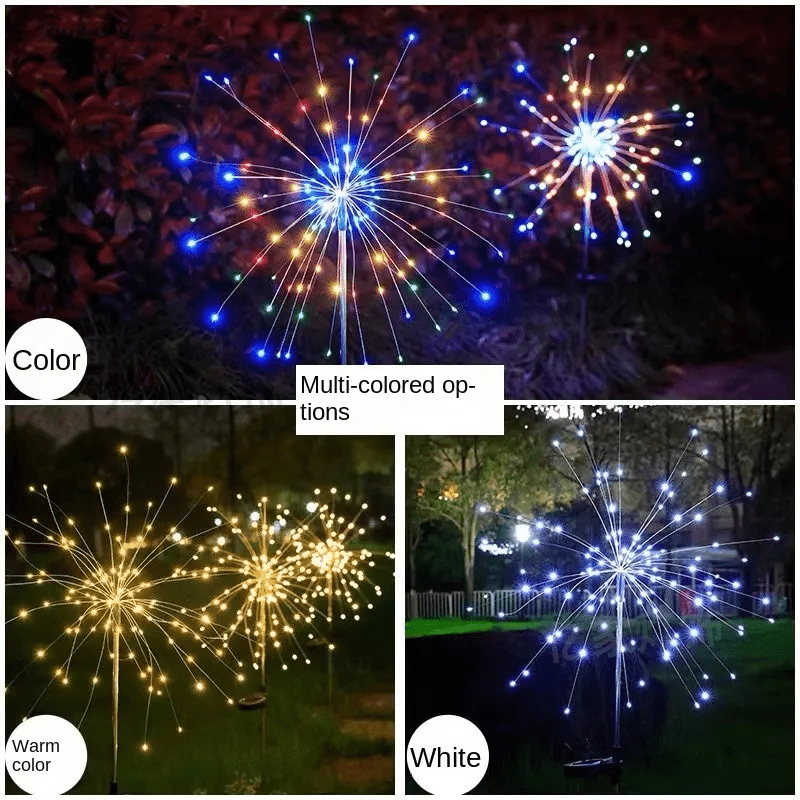 Solar Gartenlampe – Elegante LED Feuerwerkslichter für Außenbereiche, IP65, Solarbetriebene Beleuchtung