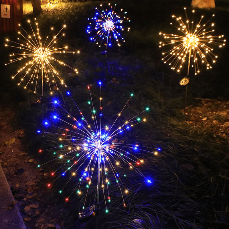 Solar Gartenlampe – Elegante LED Feuerwerkslichter für Außenbereiche, IP65, Solarbetriebene Beleuchtung