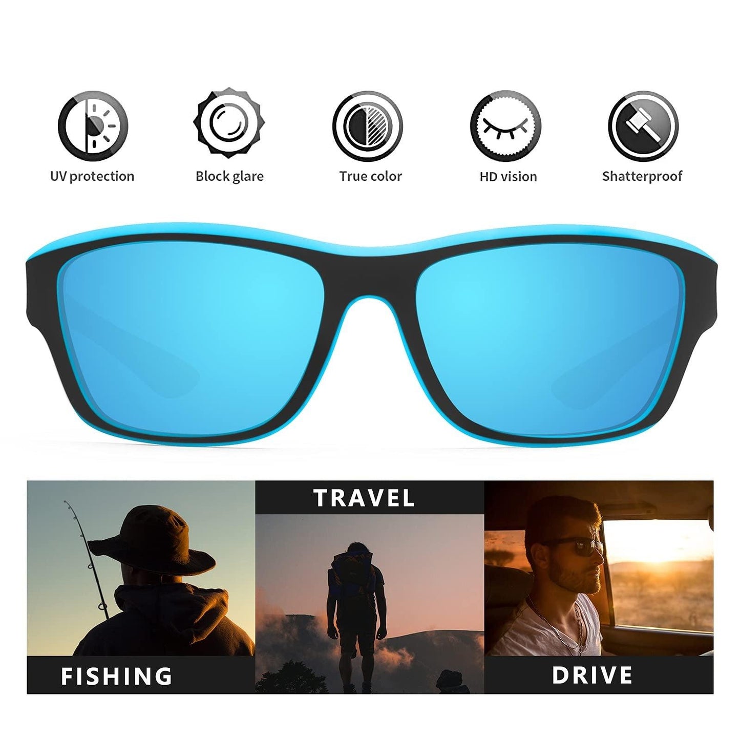 Polarisierte Sonnenbrille mit 100% UV-Schutz und kratzfesten Linsen für Herren und Damen-5