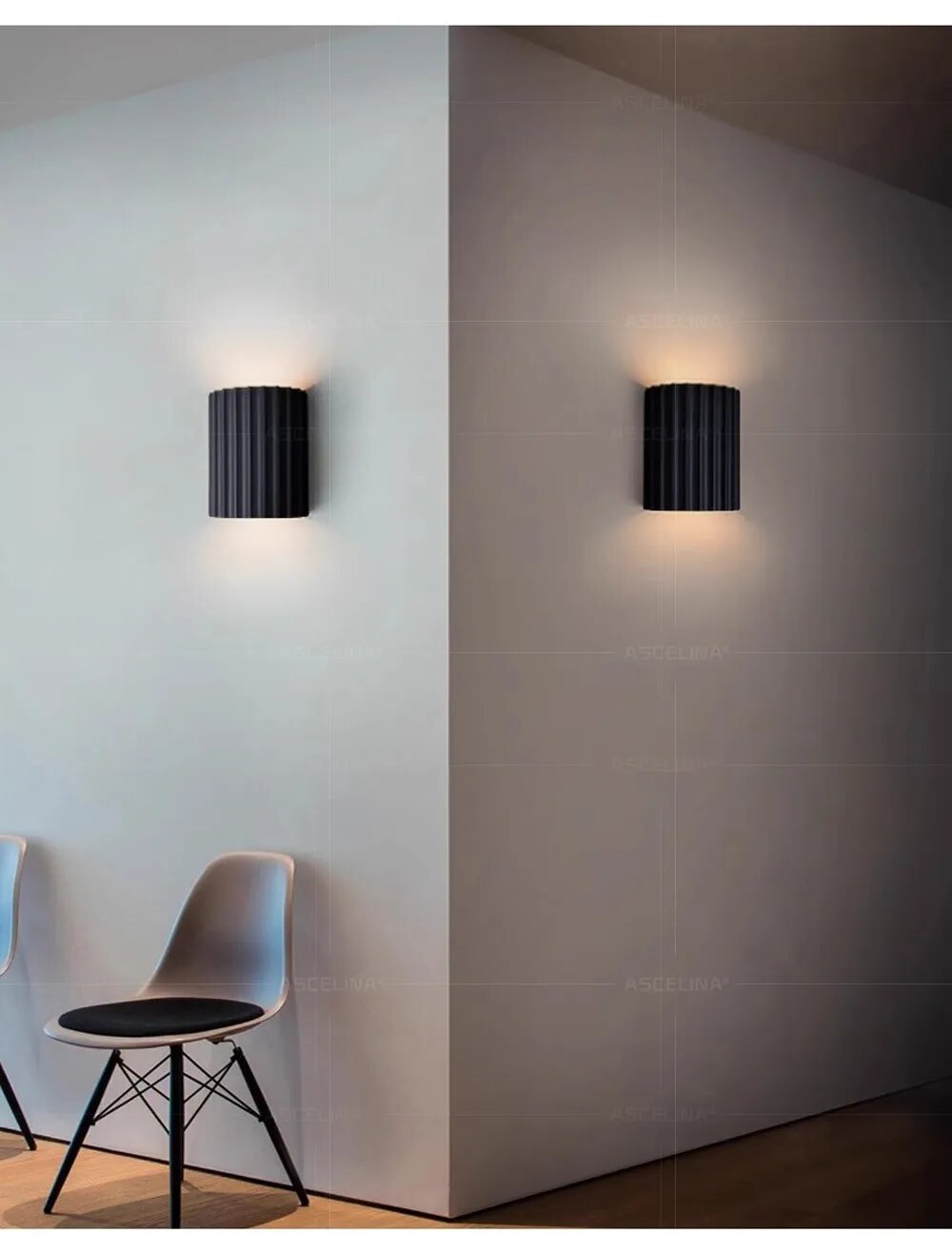 Variant image for Wandleuchte Schwarz 30x20x12 cm LED Harz Moderne Wandlampe-2