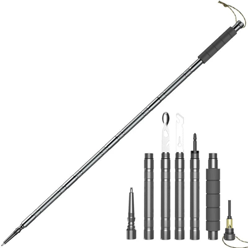 SURVIVAL TREKKER – Taktischer Wanderstock mit Multitool-Funktion für Outdoor & Notfälle