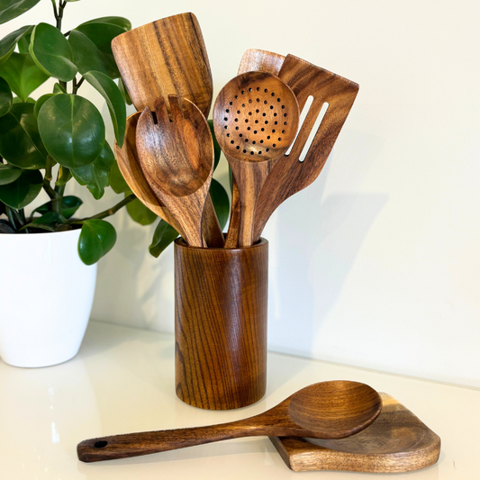 EcoTeak – Nachhaltiges Holzkochutensilien-Set