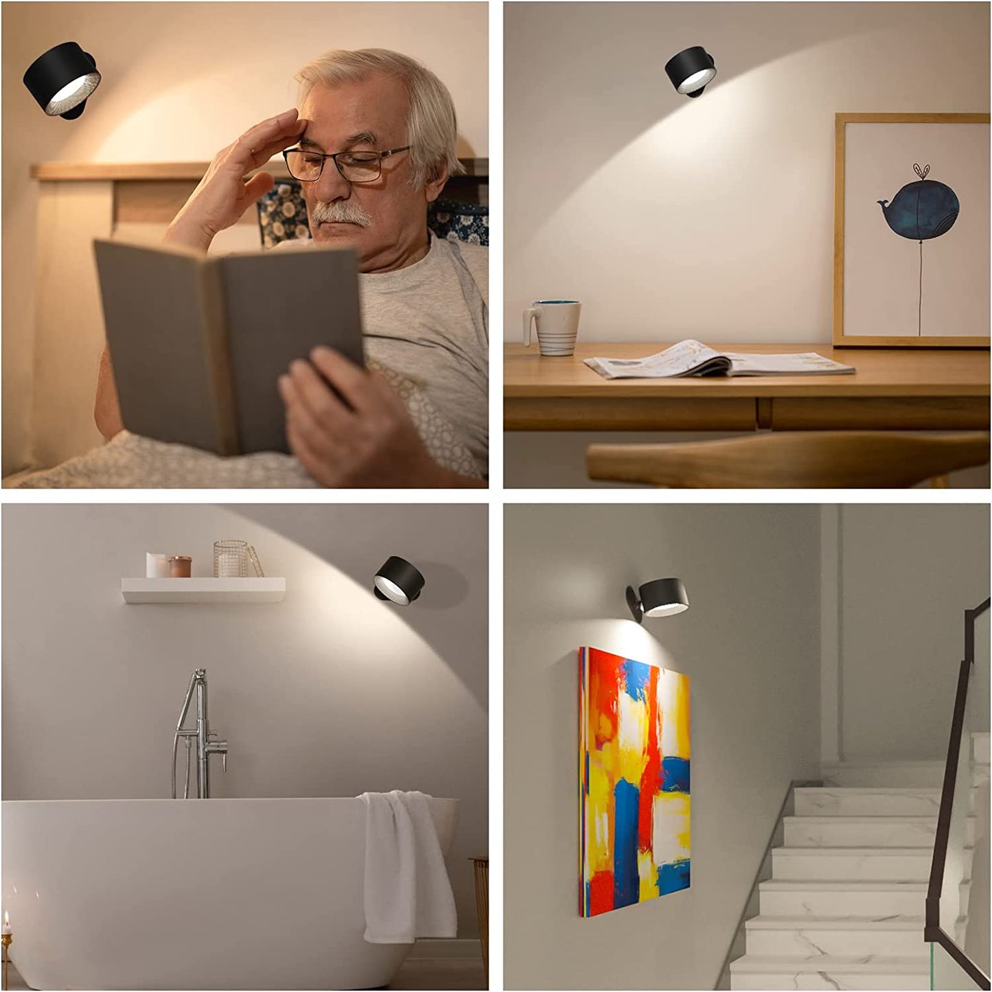 360 ° Wandlampe - funkloser wiederaufladbarer Wandlampe-4