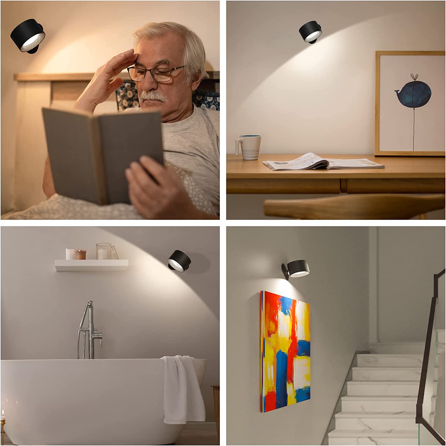 360 ° Wandlampe - funkloser wiederaufladbarer Wandlampe-4
