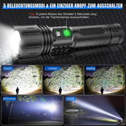 UltraBeam 100,000 Lumen Taschenlampe – Superhell & Vielseitig für jede Situation