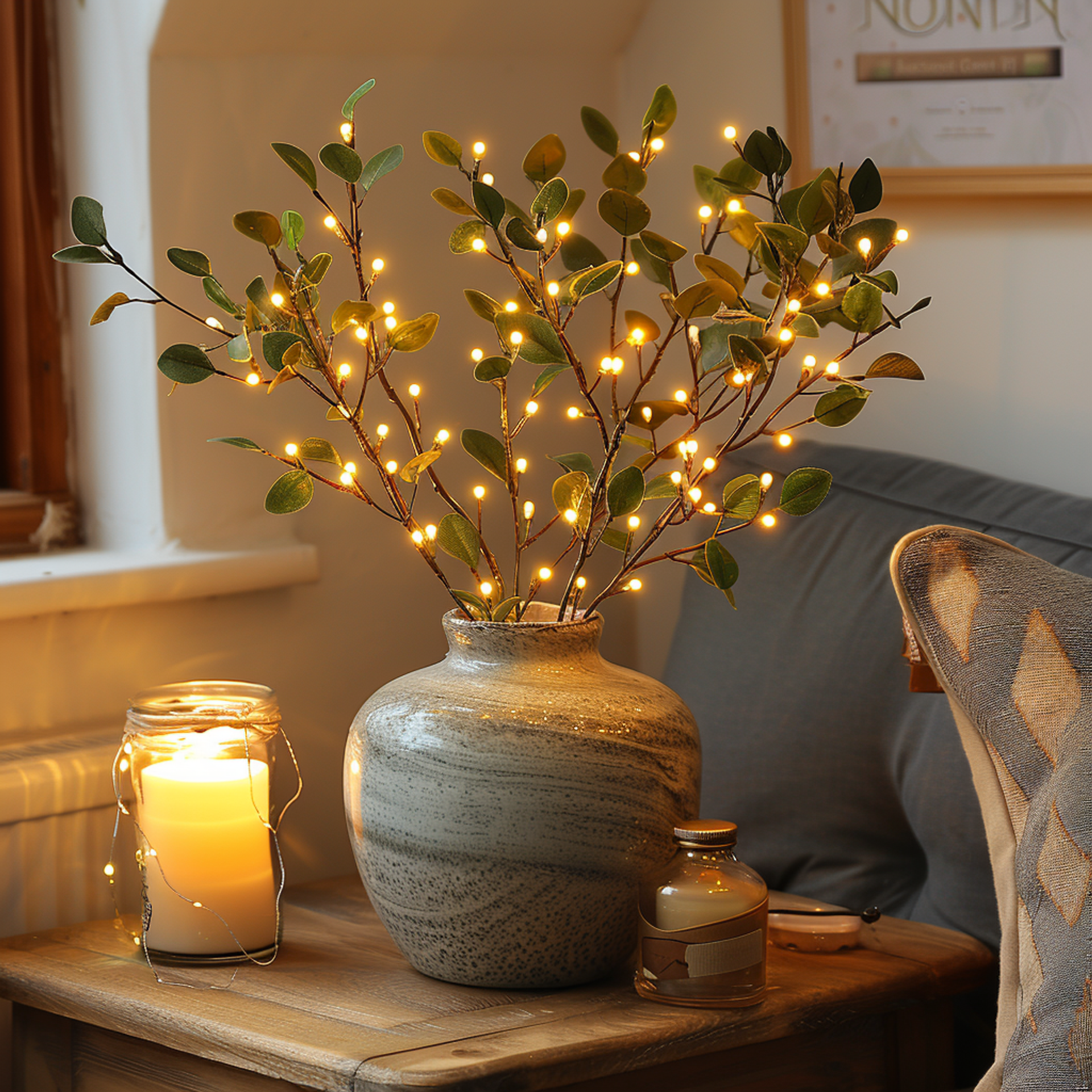 Elegantes Lichtkabel mit Olivenzweig-Design und 120 Warmweißen LEDs für eine Bezaubernde Atmosphäre-5