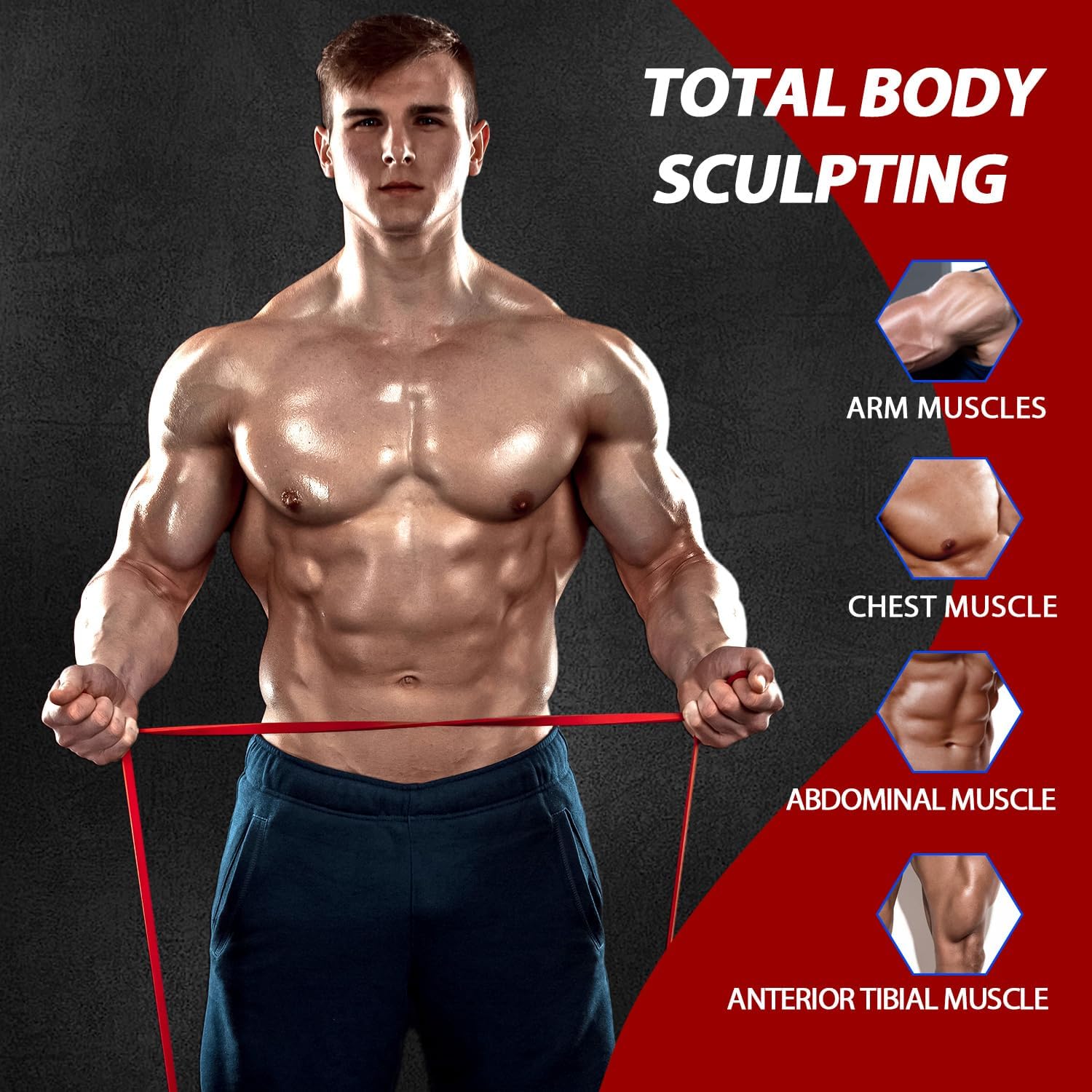 PowerBand - Widerstandsreifen Set aus Latex für Krafttraining und Flexibilität-4