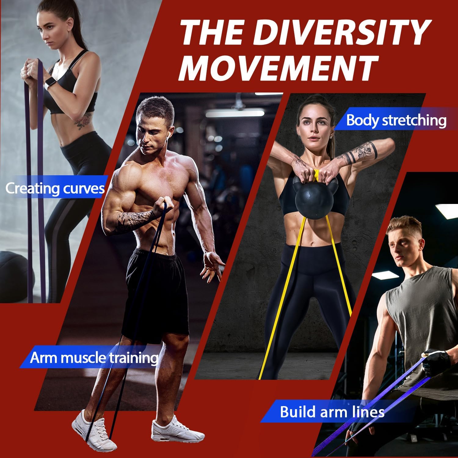 PowerBand - Widerstandsreifen Set aus Latex für Krafttraining und Flexibilität-3