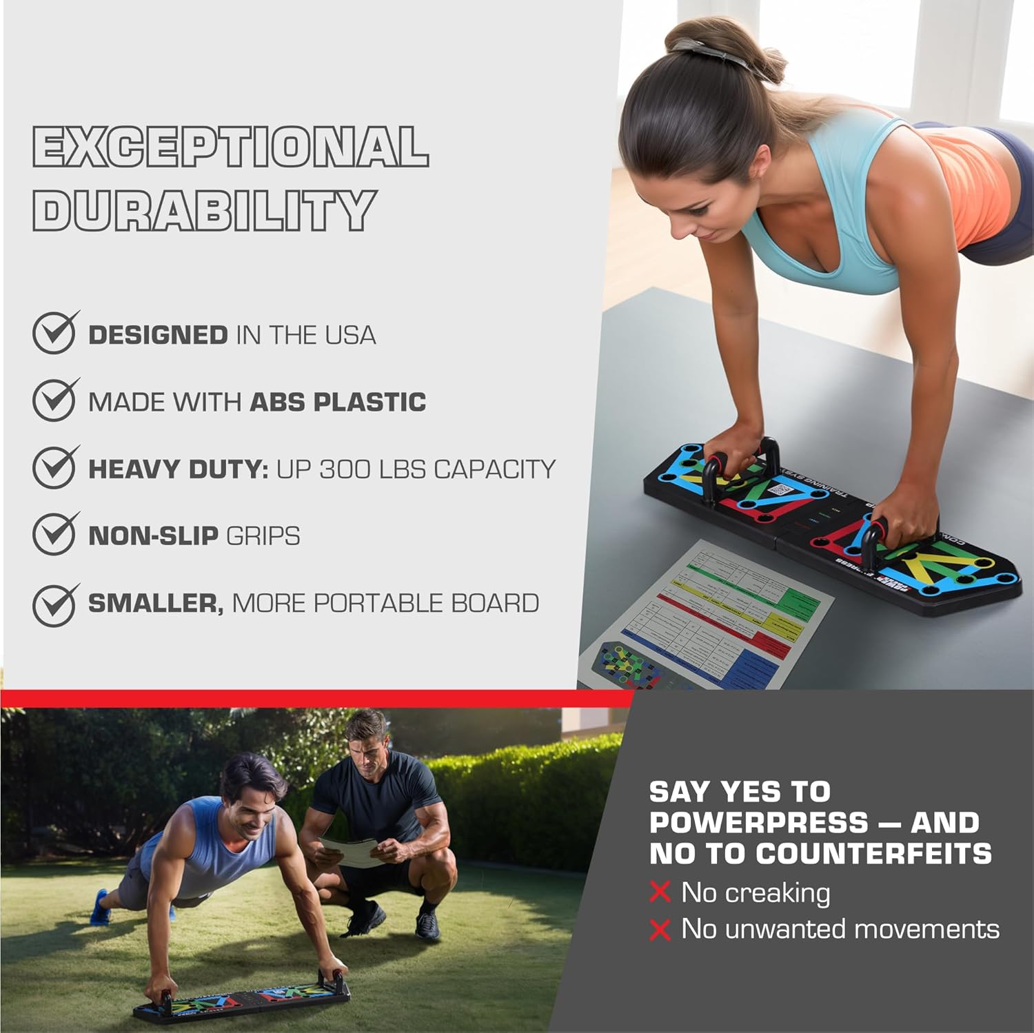 FlexIFit - Faltbares Push-up-Trainingsbrett mit 30 Farbcodierten Positionen-5