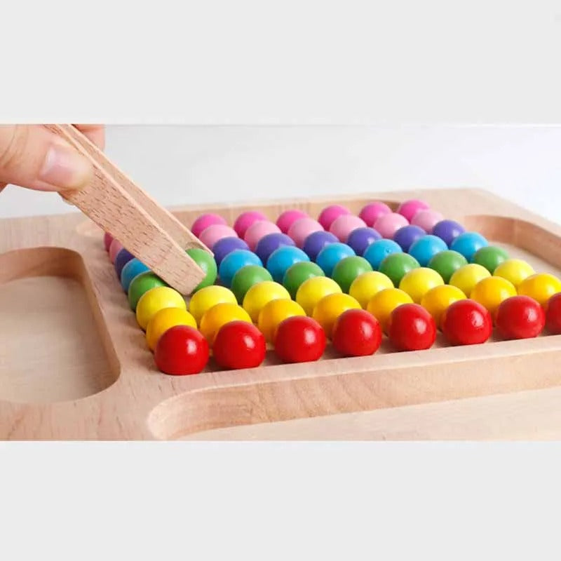 Colormatch – Montessori Perlensortierspiel aus Holz zur Förderung von Farben & Zählen