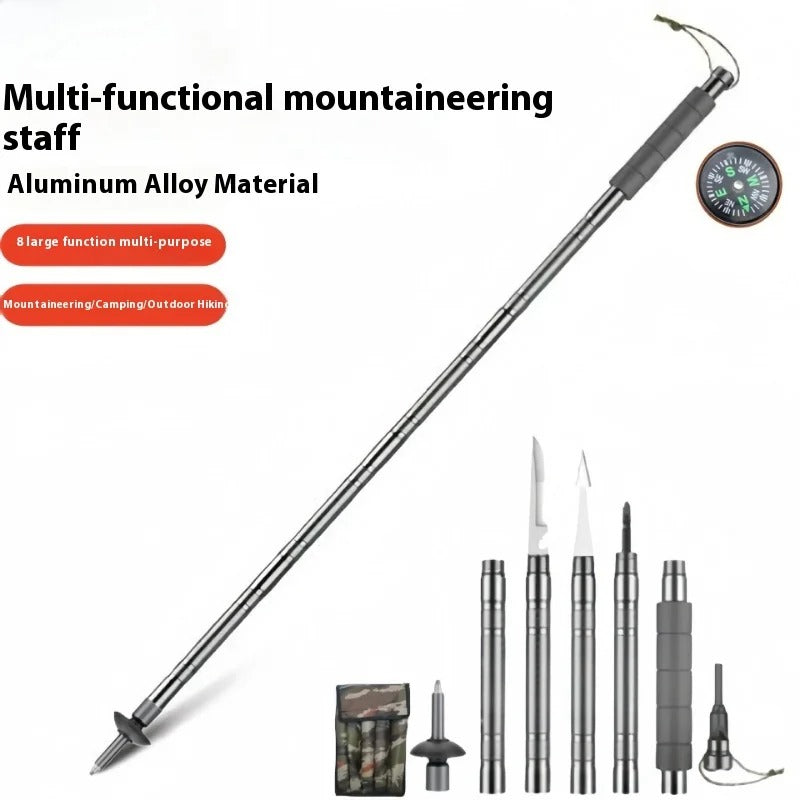 SURVIVAL TREKKER – Taktischer Wanderstock mit Multitool-Funktion für Outdoor & Notfälle