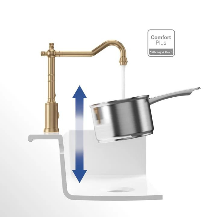 Avia 2.0 Gold Küchenarmatur von Villeroy & Boch – Nostalgisch & Glänzend für jede Küche