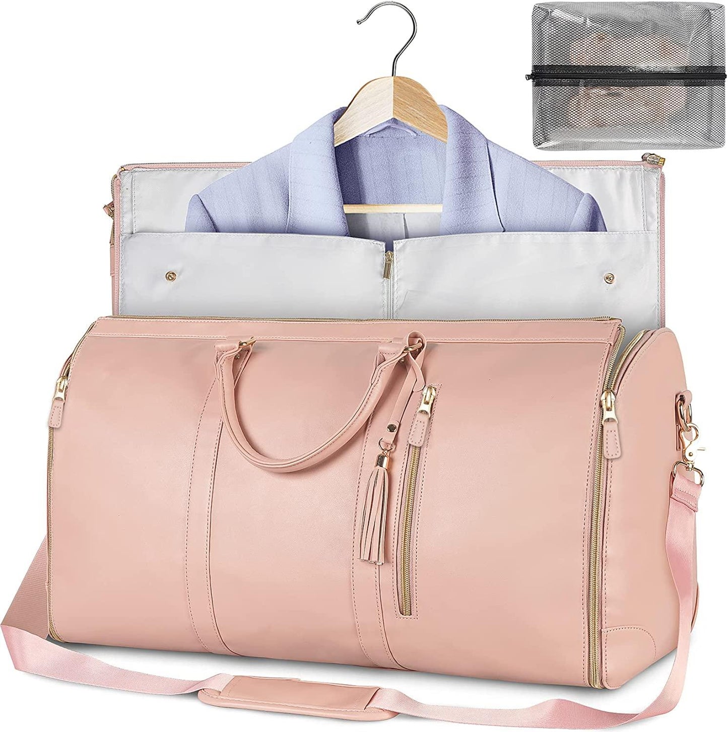 GARMENTGO Travel Bag – Faltbare Kleiderschutztasche aus PU-Leder für faltenfreies Reisen mit Stil