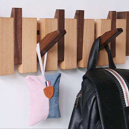 PIANOHANG Wall Rack – Handgefertigte Holz-Wandgarderobe im Klavierdesign mit klappbaren Haken