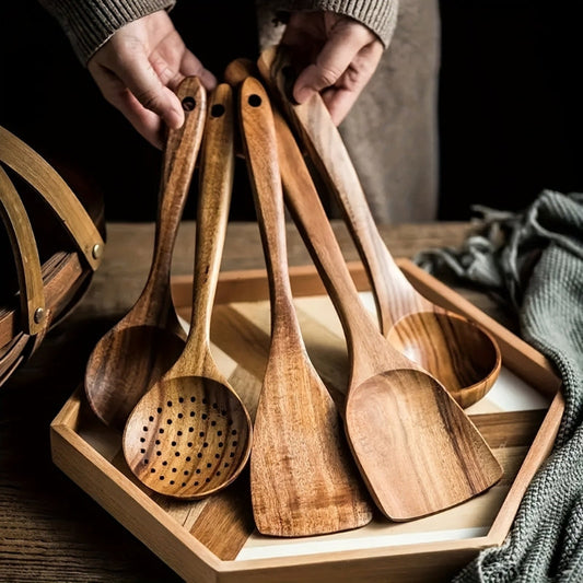 5-teiliges Küchenutensilien Set aus Holz – Ergonomisch, Langlebig & Stilvoll für Jeden Kochbedarf-1