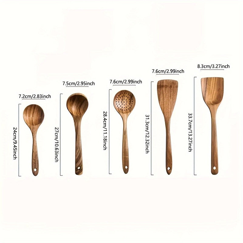 5-teiliges Küchenutensilien Set aus Holz – Ergonomisch, Langlebig & Stilvoll für Jeden Kochbedarf-5