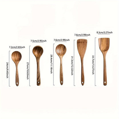 5-teiliges Küchenutensilien Set aus Holz – Ergonomisch, Langlebig & Stilvoll für Jeden Kochbedarf-5