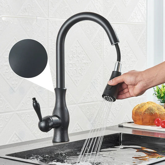GOLDSTREAM Kitchen Mixer – Luxuriöser Küchenhahn mit ausziehbarer Brause & Drehfunktion im goldenen Finish