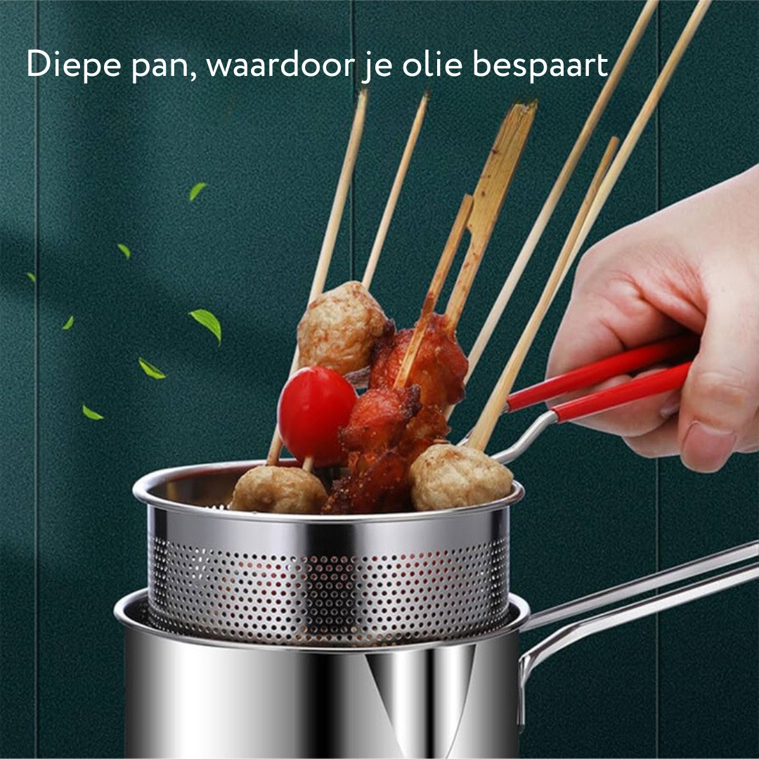 SmartFry Pot – Edelstahl-Fritteuse mit Anti-Verbrühungsgriff & Öl-sparendem Design