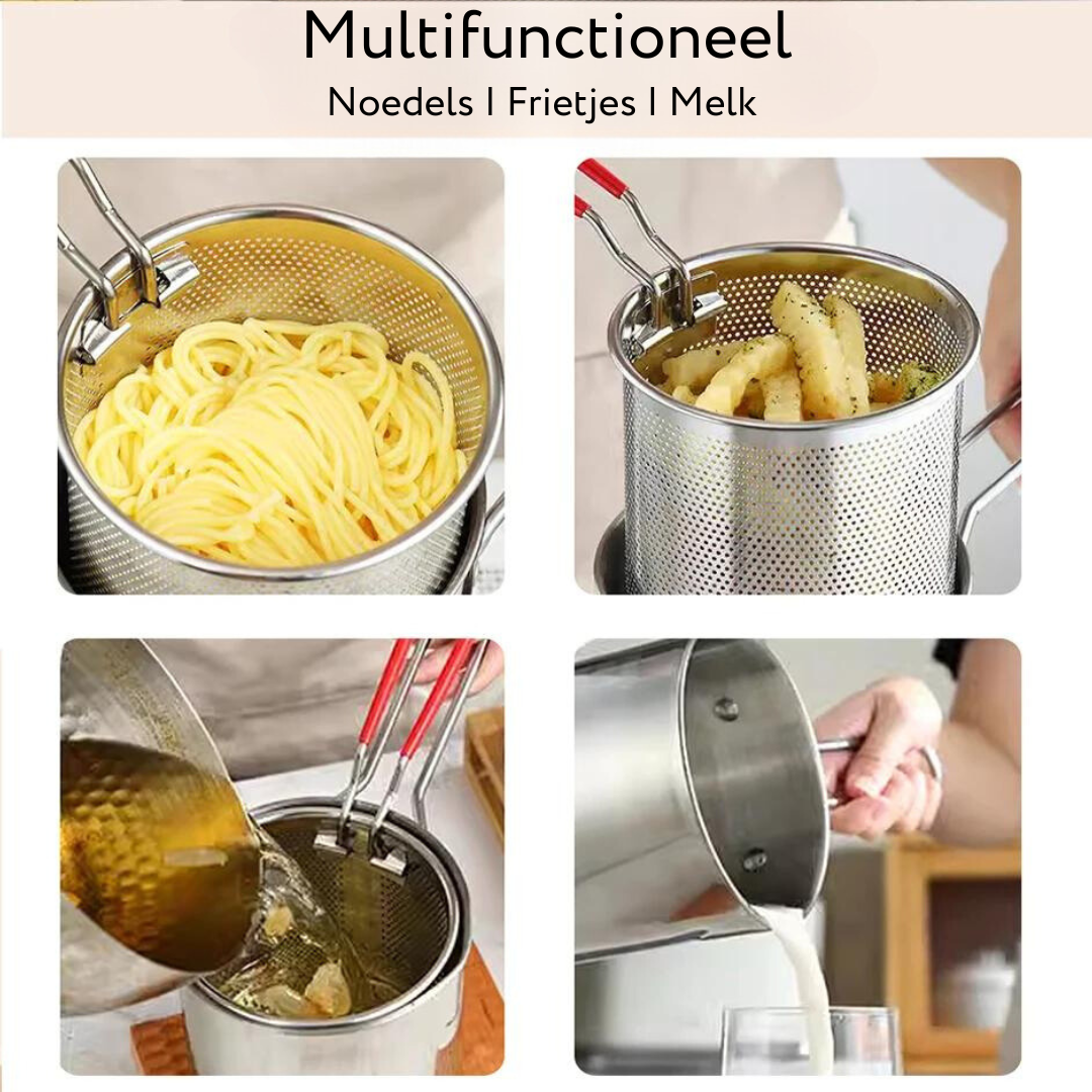 SmartFry Pot – Edelstahl-Fritteuse mit Anti-Verbrühungsgriff & Öl-sparendem Design