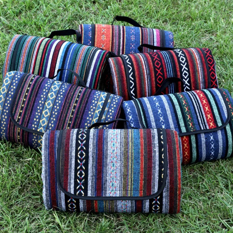 CAMPVIBE BLANKET – Wasserdichte Picknickmatte im Ethno-Stil für Camping & Outdoor-Komfort