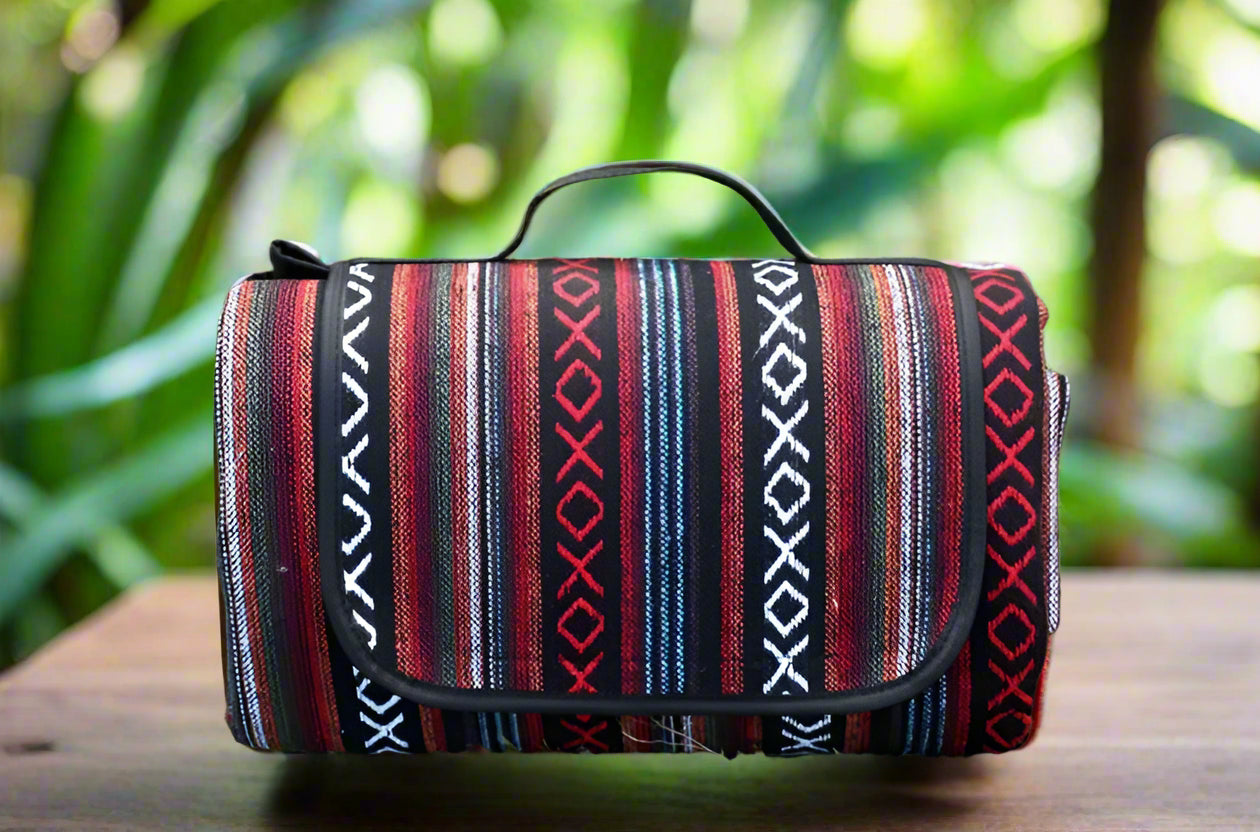CAMPVIBE BLANKET – Wasserdichte Picknickmatte im Ethno-Stil für Camping & Outdoor-Komfort
