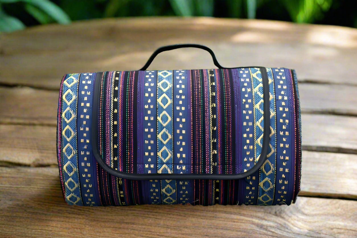 CAMPVIBE BLANKET – Wasserdichte Picknickmatte im Ethno-Stil für Camping & Outdoor-Komfort