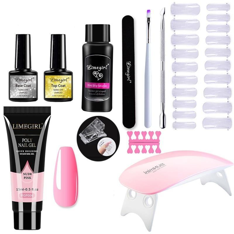 Polygelpro Nagelset Gel - DIY Set für Perfekte Nägel mit UV-Lampe und Zubehör-1