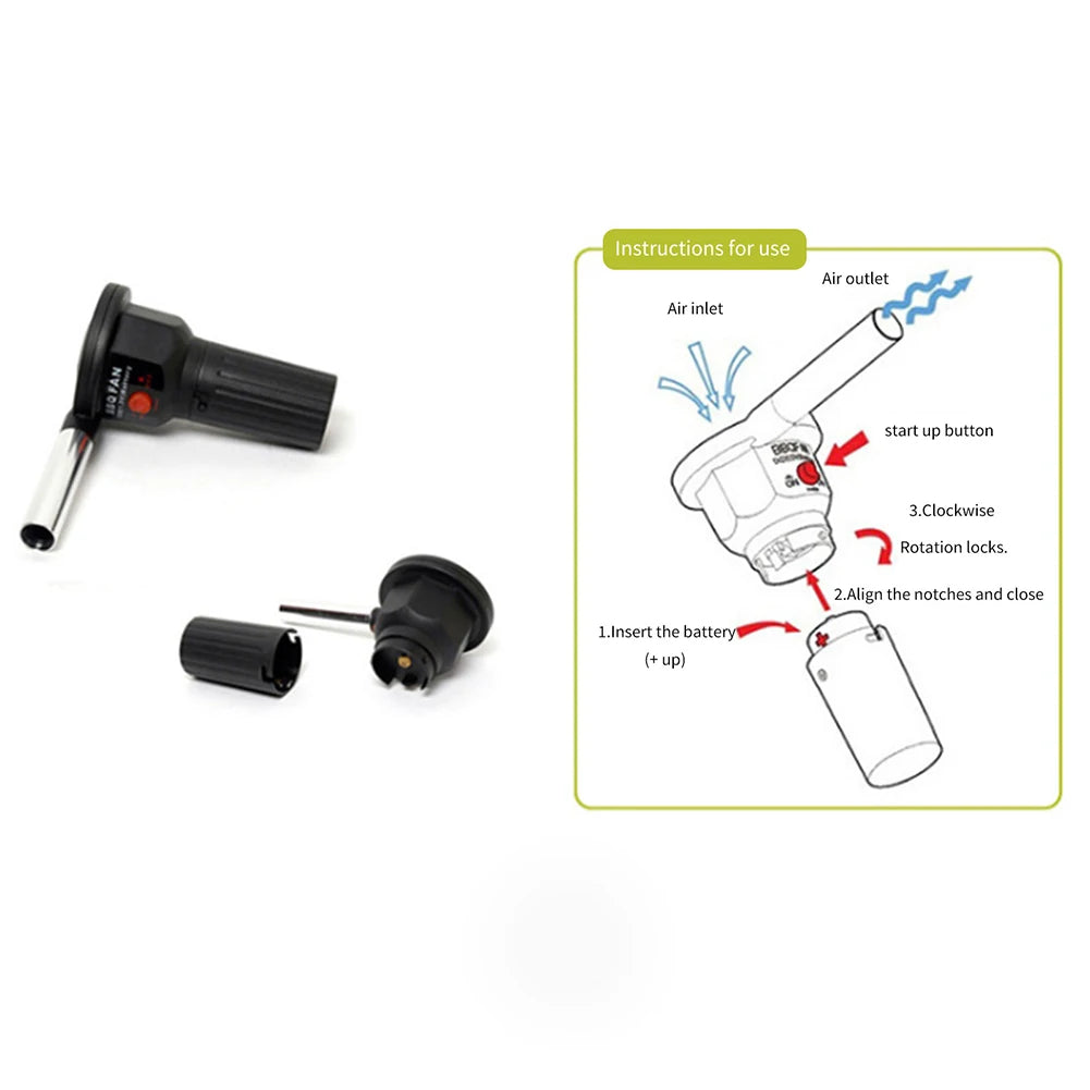 Portable Grill Blower – Tragbarer Feuerbalg aus Aluminium für schnelles Anzünden