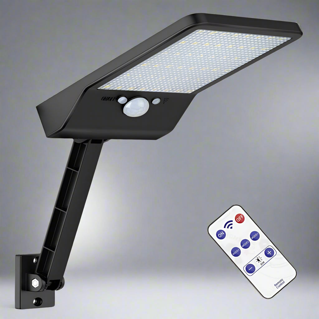 LumiGuard Solarstrahler – LED-Außenlicht mit Bewegungssensor & Fernbedienung