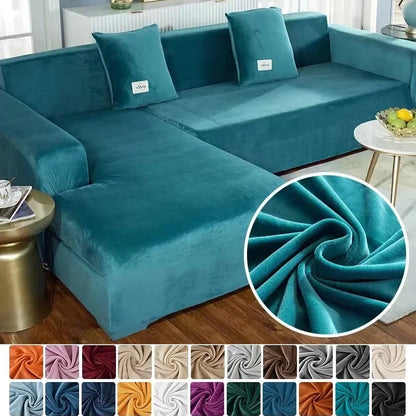 Sofabezug Stretch-Samt Grau Größe L Hochwertiger Sofahusse-3