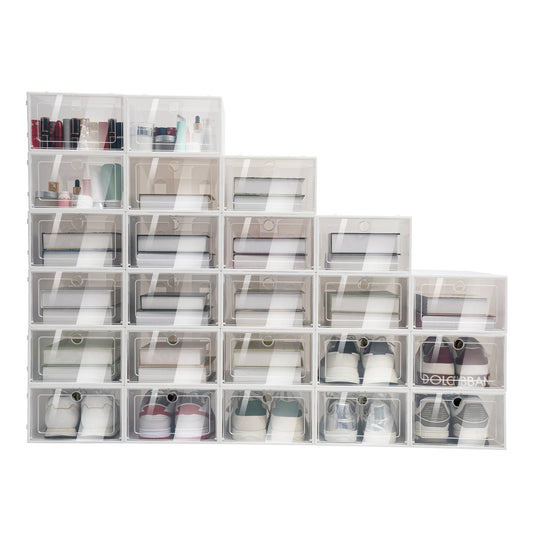 Stapelbare Schuhkartons – 24er Set transparente Aufbewahrungsboxen für ordentliche Schuhorganisation-1