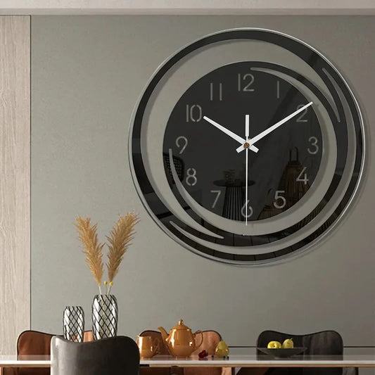 Große Wanduhr Schwarz Modern Einheitsgröße Acryl Geometrisch Minimalistisch-1