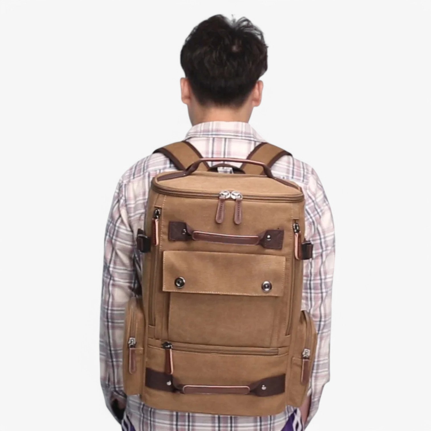 Vintage Canvas Rucksack für Damen und Herren mit Laptopfach – Geräumig und Stilvoll für Schule und Alltag-3