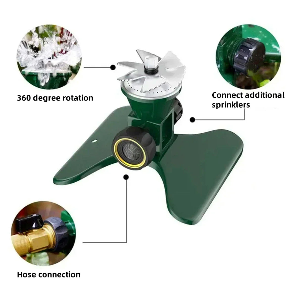 HydroSpin 360 Rasensprenger – Metall – 360° Garten